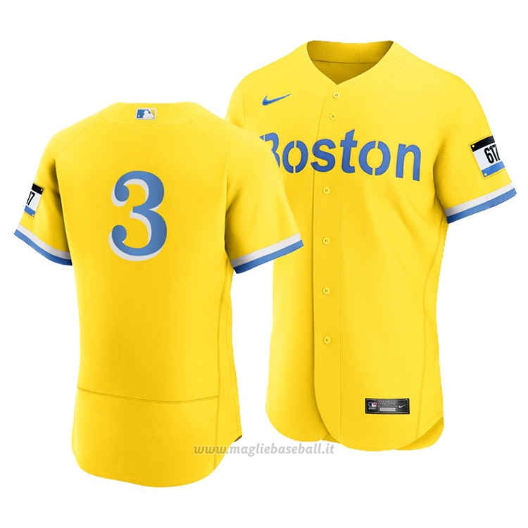 Maglia Baseball Uomo Boston Red Sox Jonathan Arauz 2021 City Connect Autentico Or